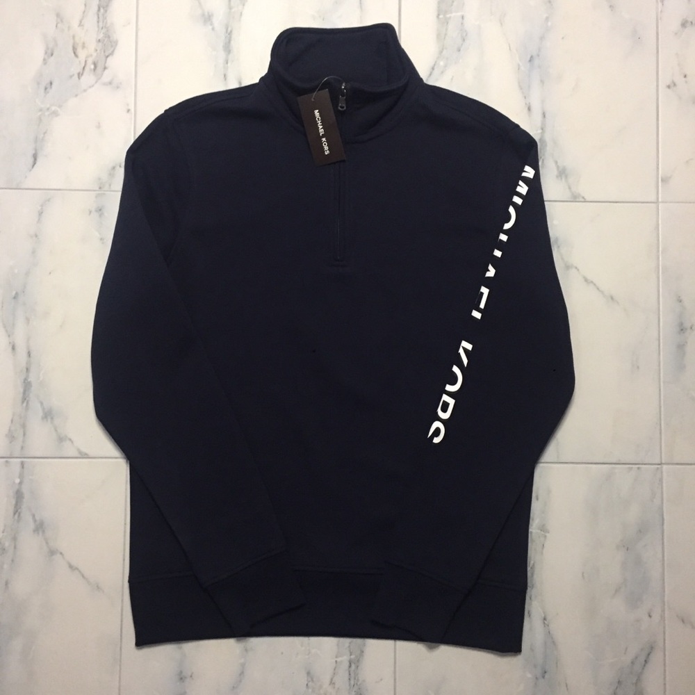Michael Kors Midnight Turtleneck Sweatshirt Sweater 1/4 Zip Up MK NWT Logo - Picture 3 of 8